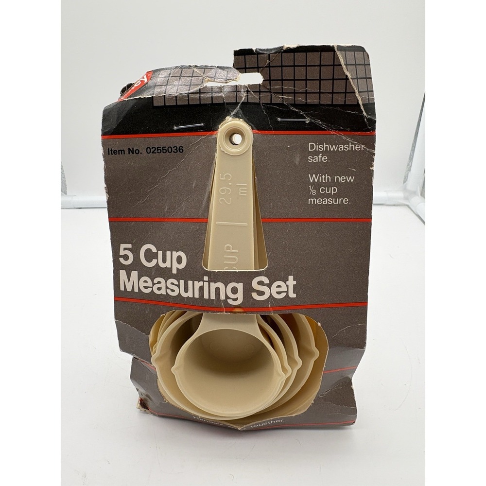 Vintage FOLEY Plastic Measuring Cups Harvest Gold Set of 5 New Old Stock